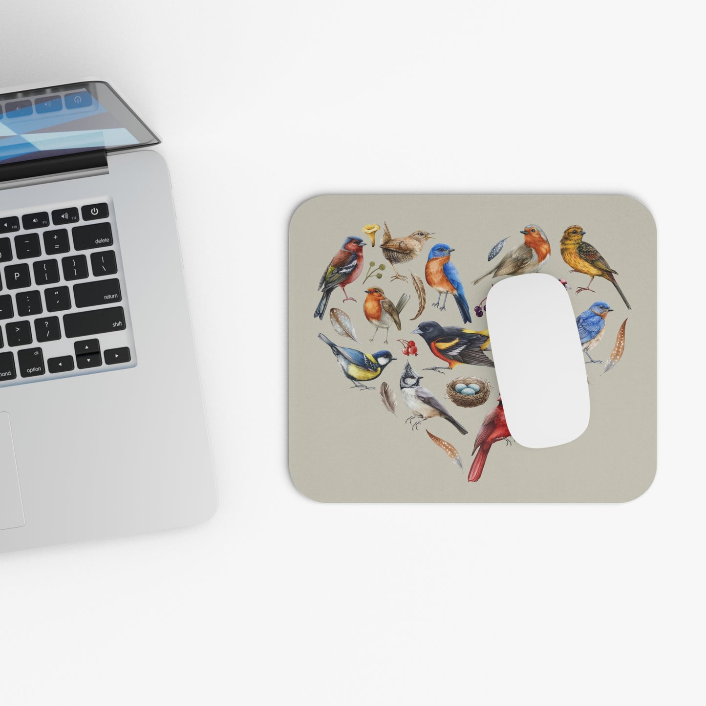 Bird Heart Mouse Pad Natural