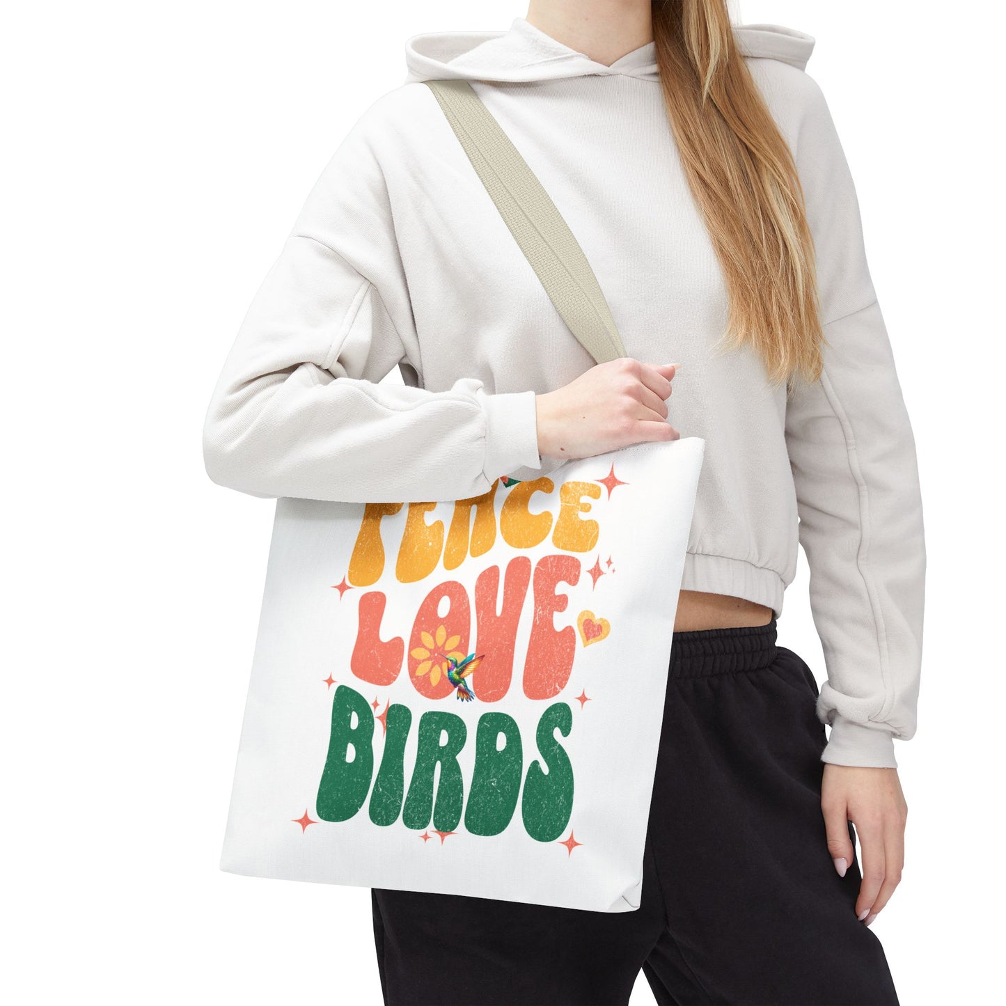 Peace Love Birds Tote Bag – Eco-Friendly Canvas Bag for Nature Lovers