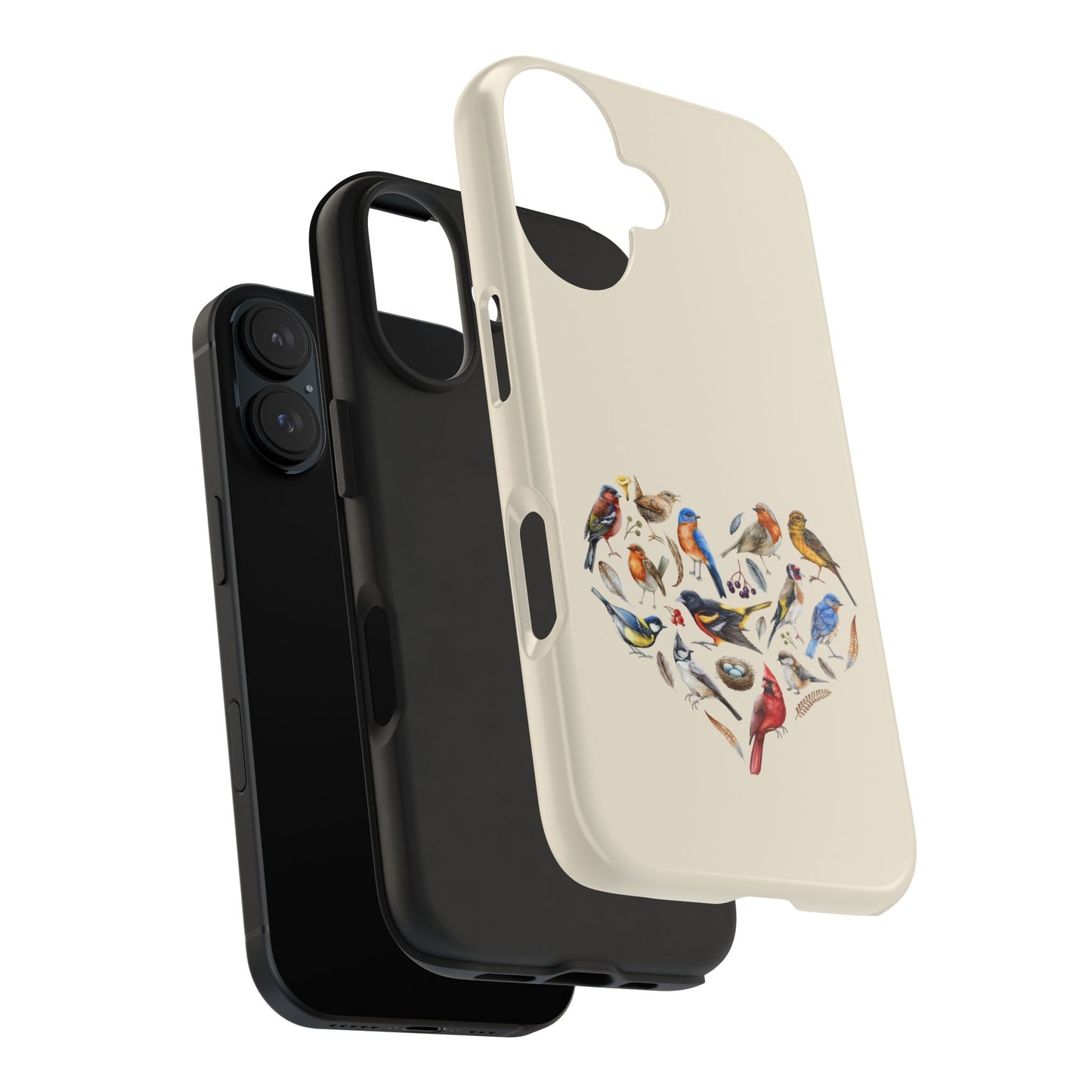 Bird Heart Tough Phone Cases - Cute Wildlife Design, Gift for Nature Enthusiasts, Durable Cases for Birdwatching