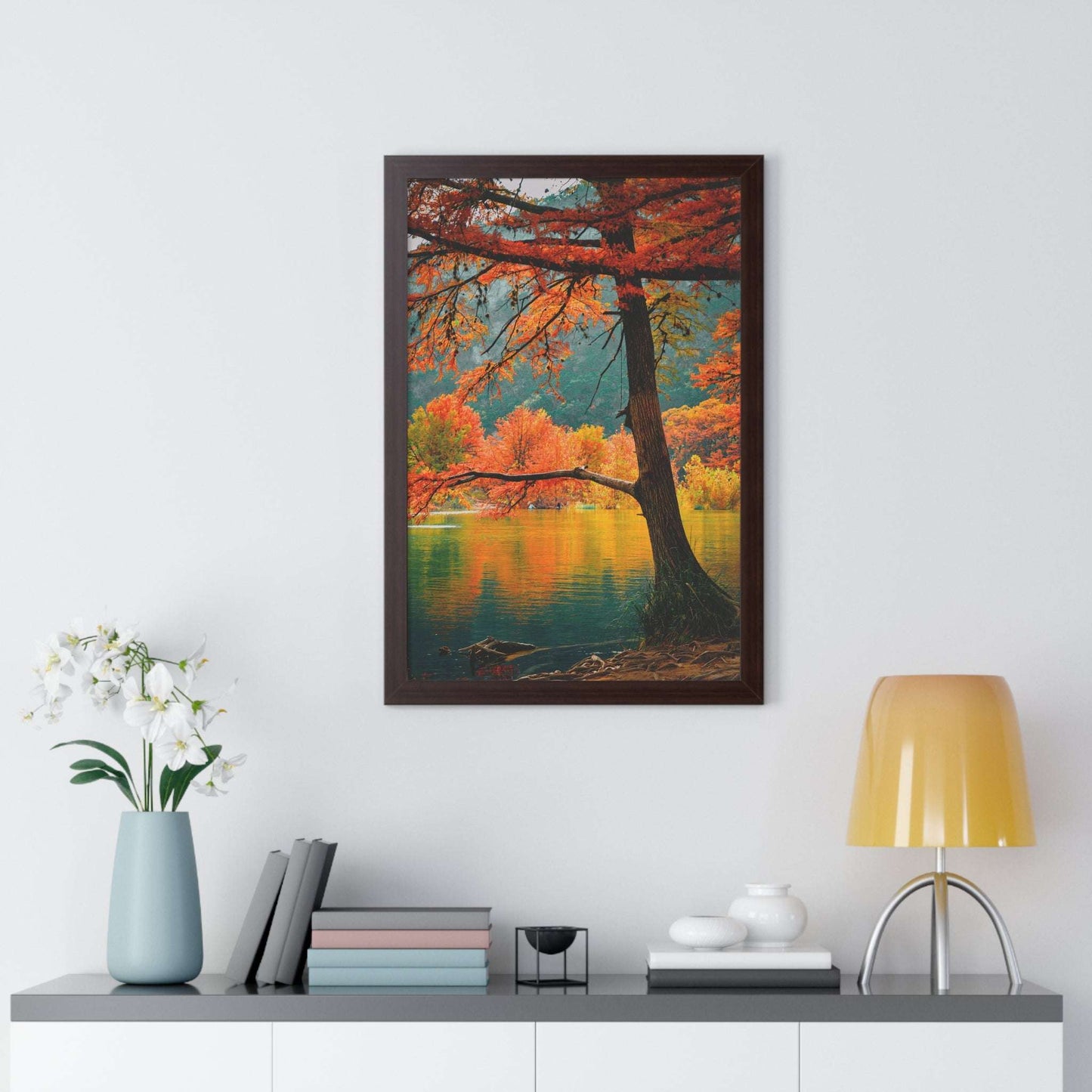 Autumn Serenity Framed Vertical Poster - Nature Wall Art for Home Decor