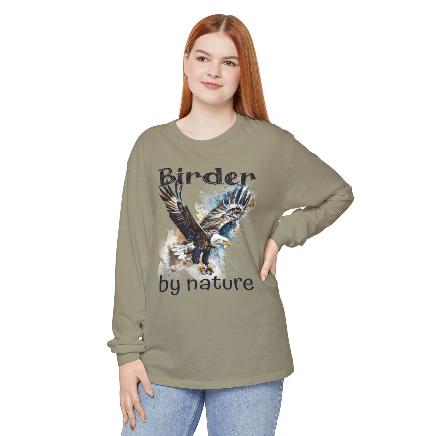 Eagle Birder By Nature Unisex Birding Long Sleeve T-Shirt