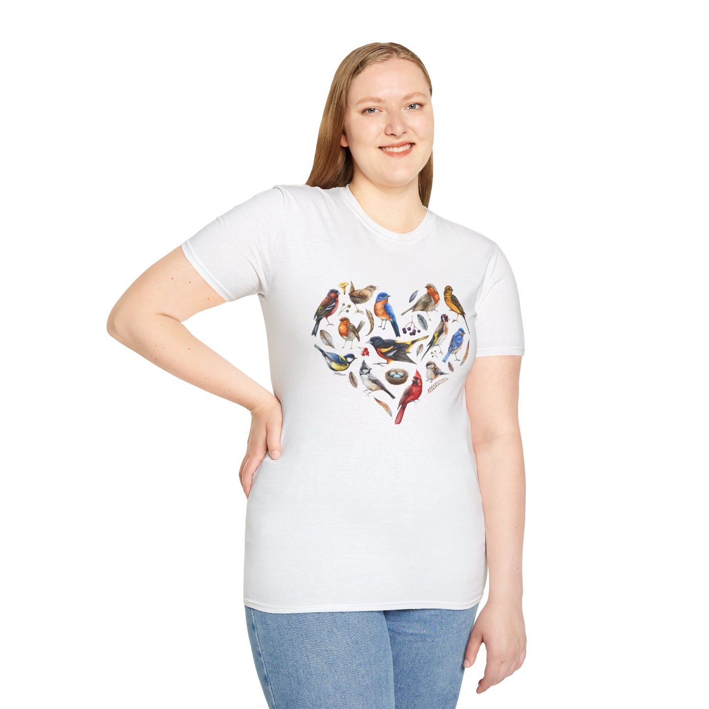 Bird Heart Unisex Softstyle T-Shirt - Heart Design