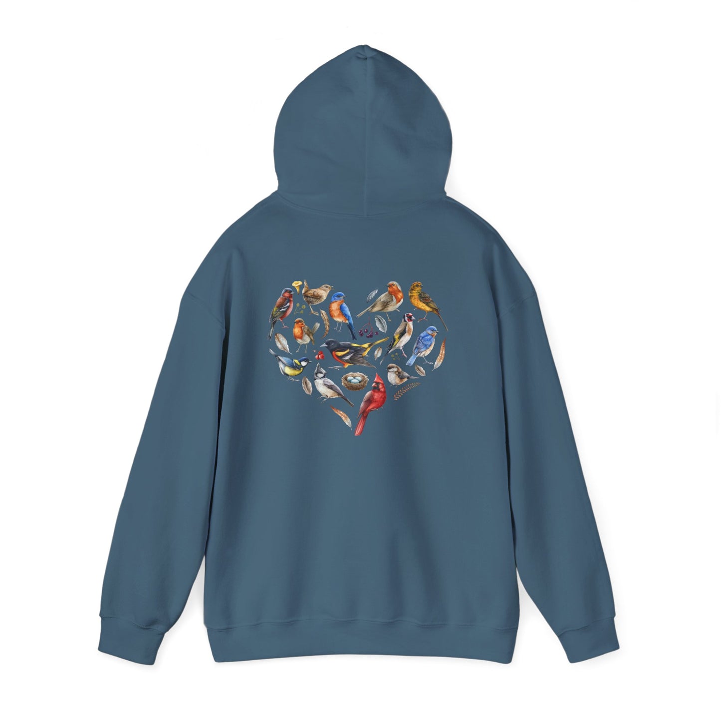 Bird Heart Unisex Hoodie Back Design - Cozy Sweatshirt for Nature Lovers