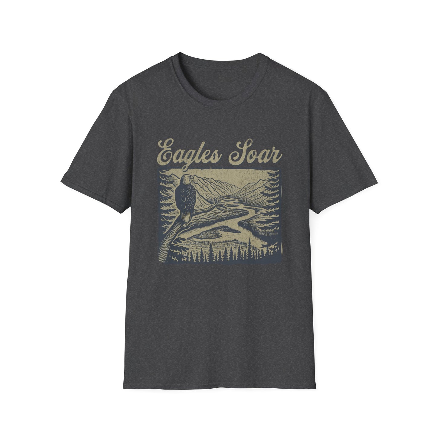 Eagles Soar Unisex Softstyle T-Shirt - Nature Inspired Graphic Tee