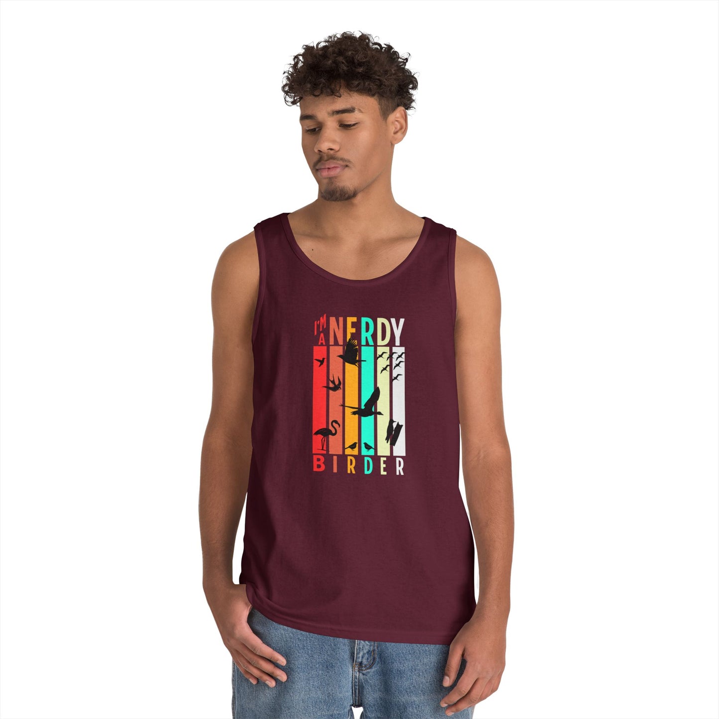 I'm A Nerdy Birder Tank Top, Gift for Bird Lovers, Unisex Summer Wear, Nature Lover's Apparel, Fun Casual Tank