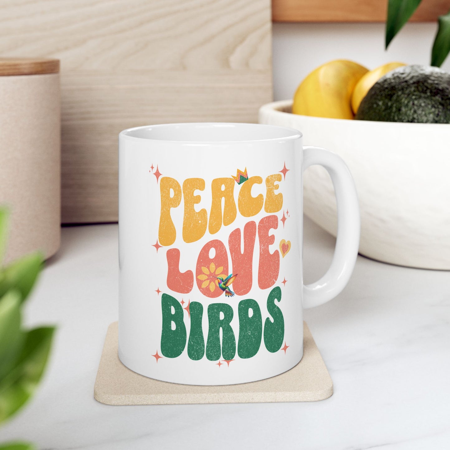 Peace Love Birds Ceramic Mug - Perfect for Coffee Lovers & Gift Giving