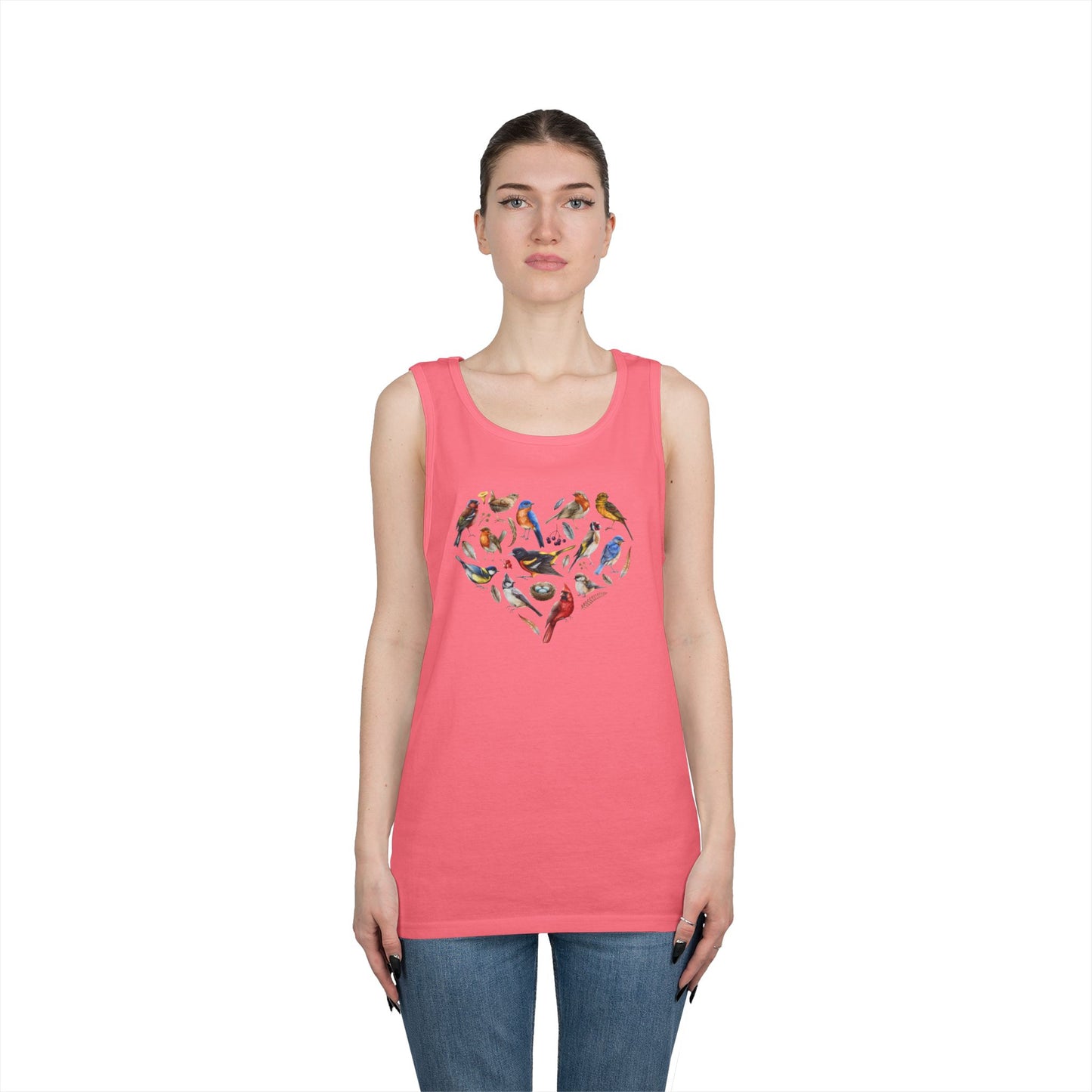 I'm A Nerdy Birder Bird Heart Tank Top, Gift for Bird Lovers, Unisex Summer Wear, Nature Lover's Apparel, Fun Casual Tank