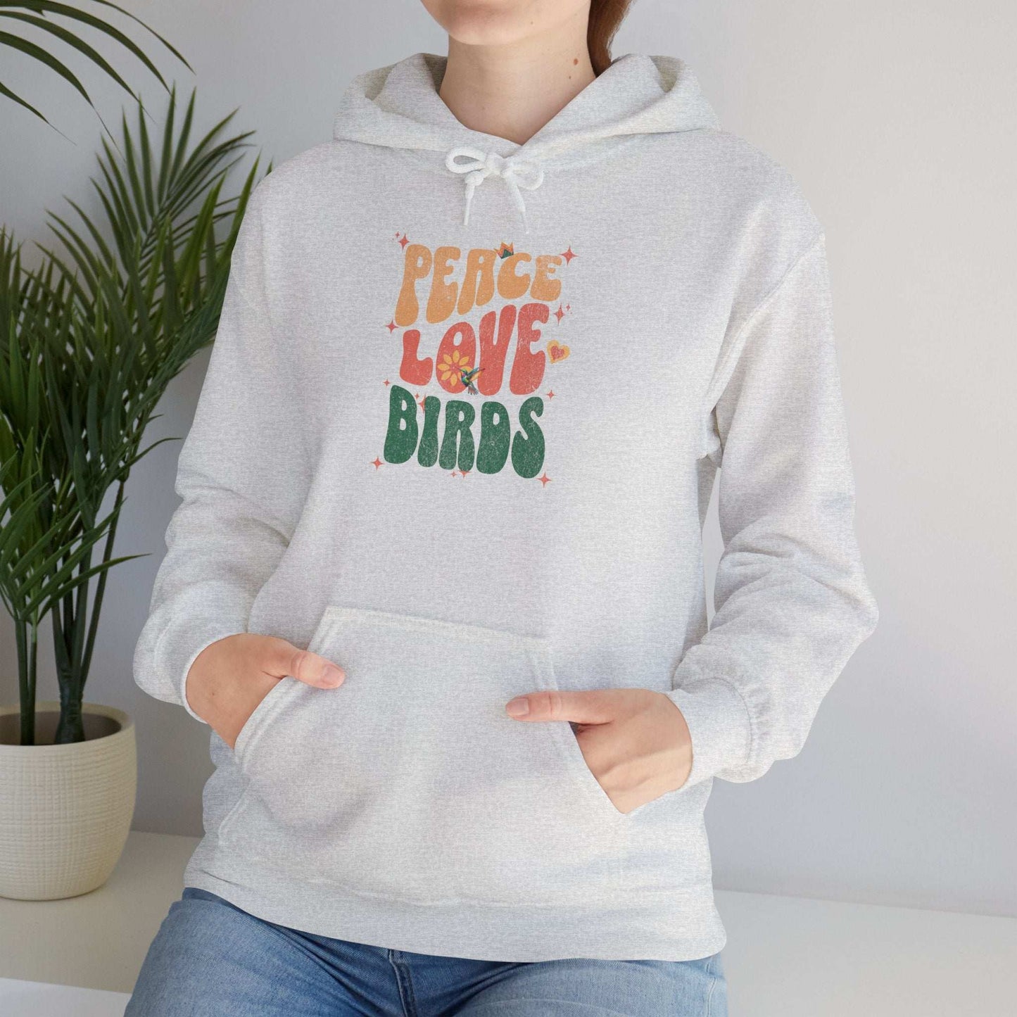 Peace Love Birds Hoodie - Cozy Unisex Sweatshirt for Nature Lover