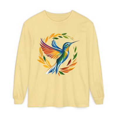 Hummingbird Rainbow Garment-dyed Long Sleeve T-Shirt
