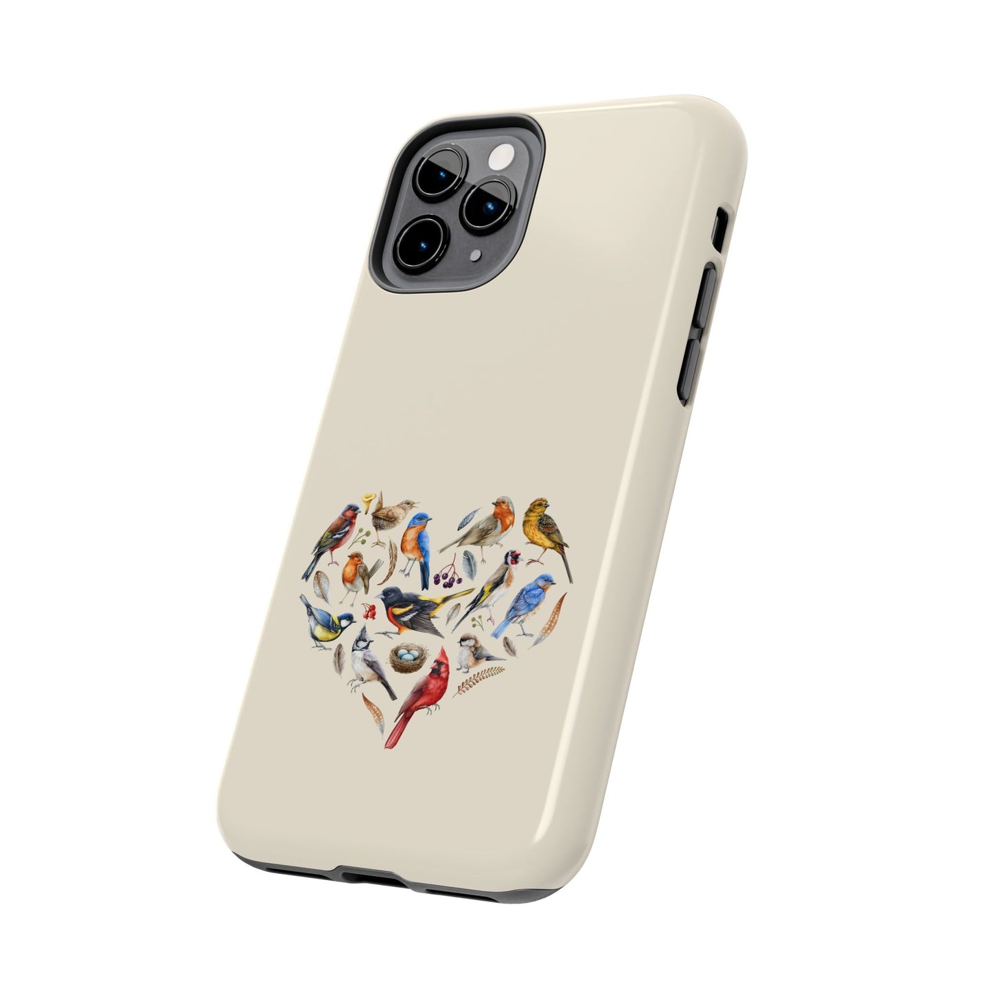 Bird Heart Tough Phone Cases - Cute Wildlife Design, Gift for Nature Enthusiasts, Durable Cases for Birdwatching
