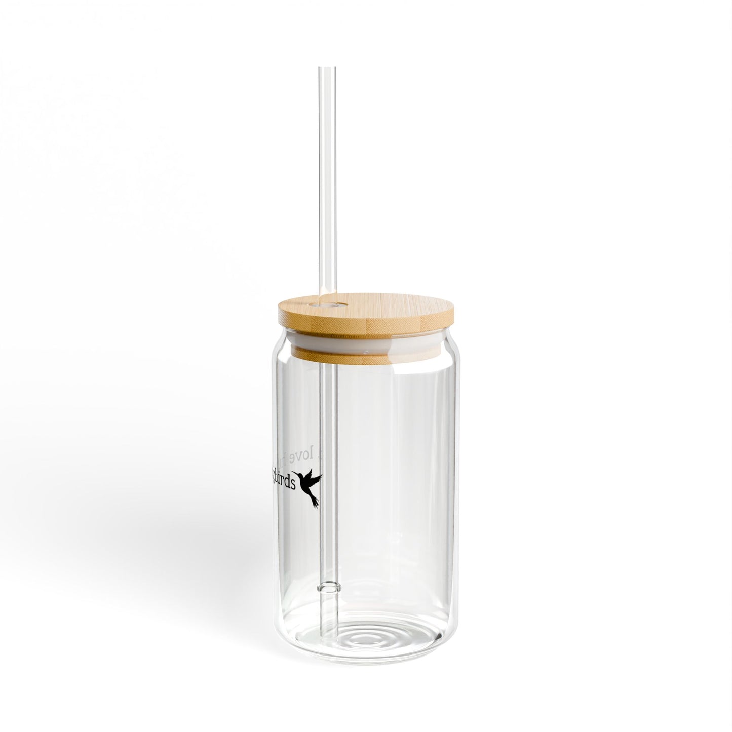 The Nerdy Birder I Love Hummingbirds 16oz Sipper Glass With Bamboo Lid