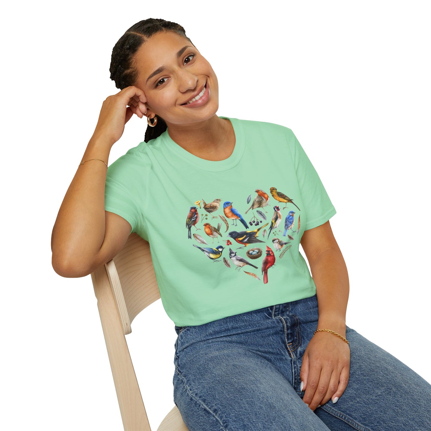 Bird Heart Unisex Softstyle T-Shirt - Heart Design
