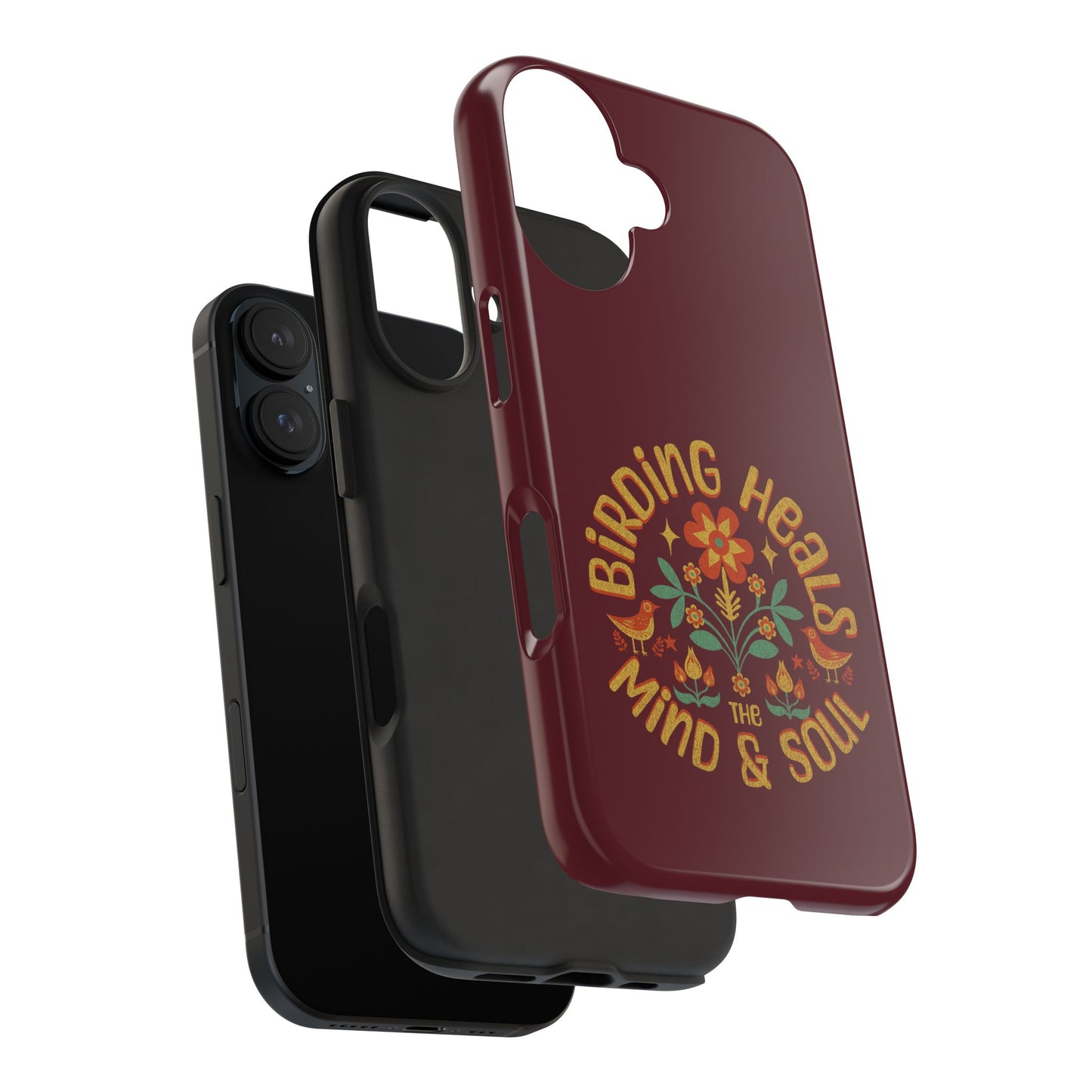 The Nerdy Birder - Birding Heals the Mind & Soul Design, Tough Secure Phone Covers for Bird Lovers, Artistic Gifts for Nature Enthusiasts