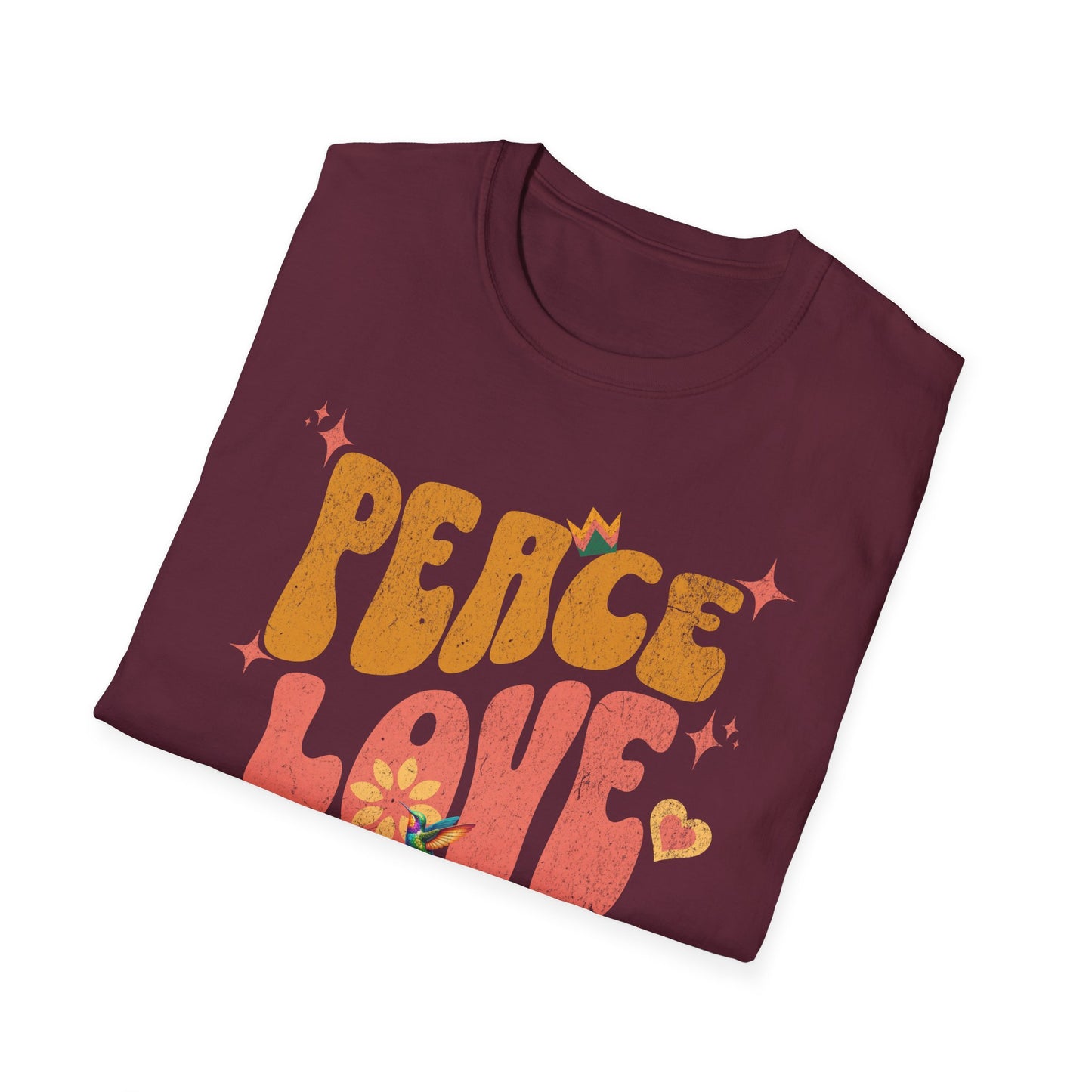 Peace Love Birds Unisex Softstyle T-Shirt - Retro Vibe Tee for Casual Wear