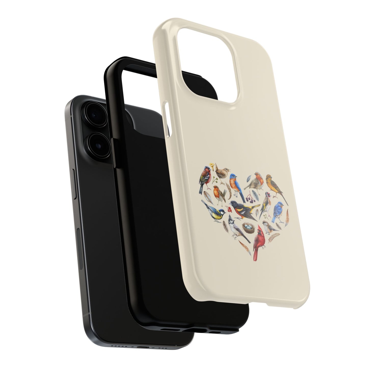 Bird Heart Tough Phone Cases - Cute Wildlife Design, Gift for Nature Enthusiasts, Durable Cases for Birdwatching