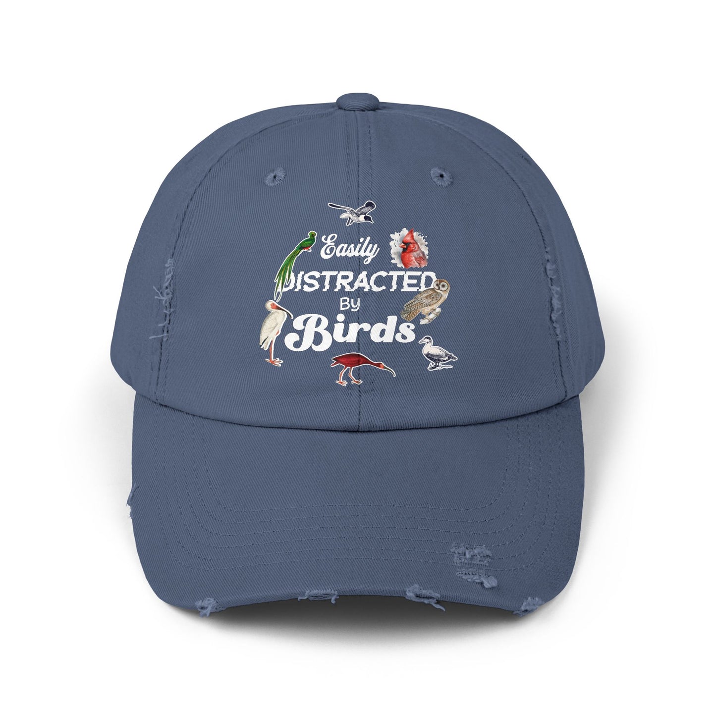 Easily Distracted By Birds Vintage Style Hat - Unisex Distressed Cap