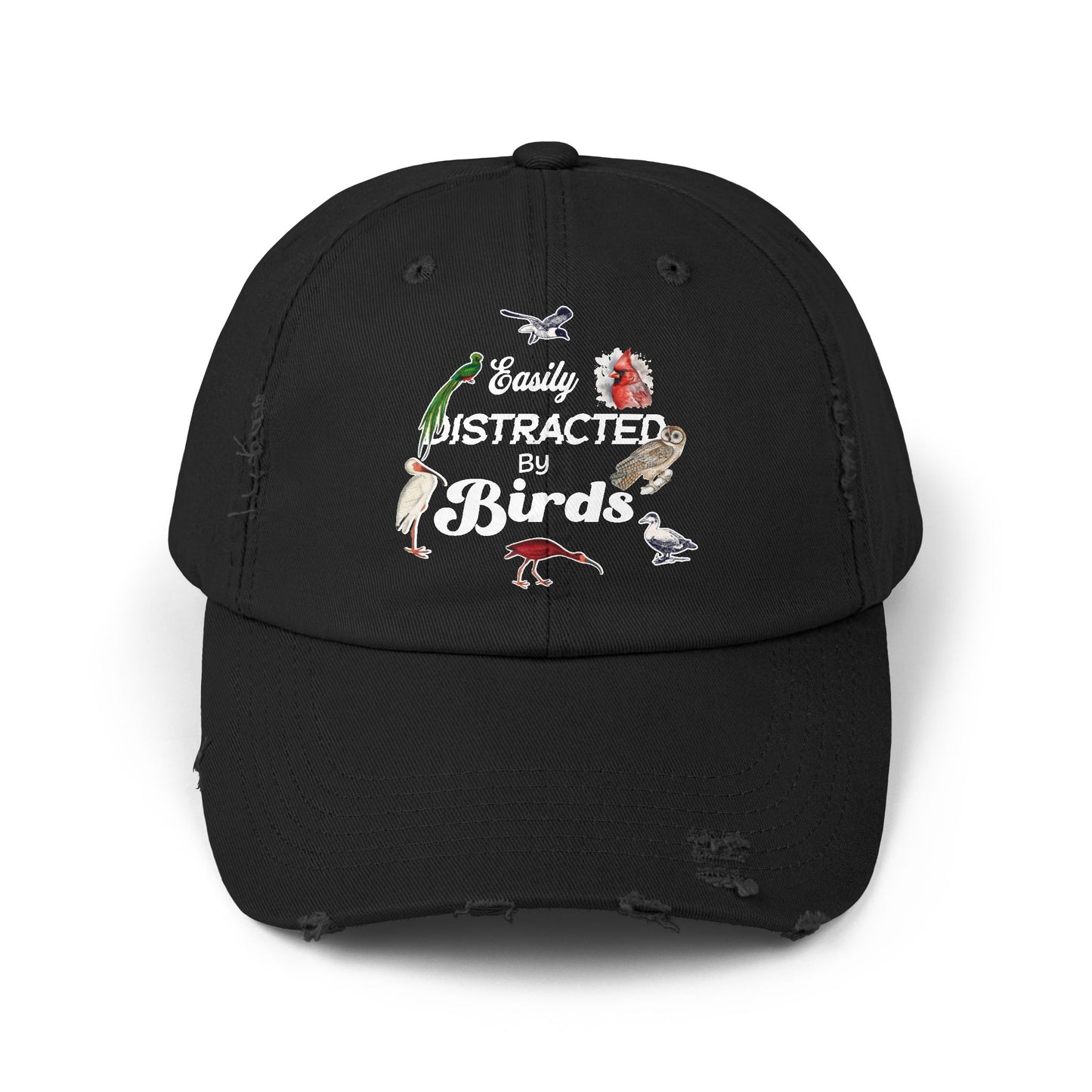 Easily Distracted By Birds Vintage Style Hat - Unisex Distressed Cap