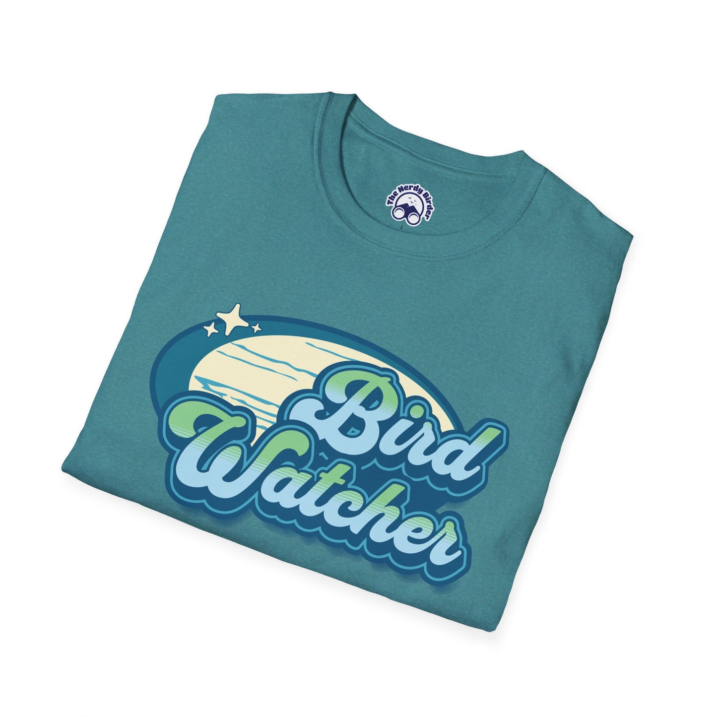 Bird Watcher Teal Unisex Softstyle T-Shirt - Retro Vibe Tee for Casual Wear