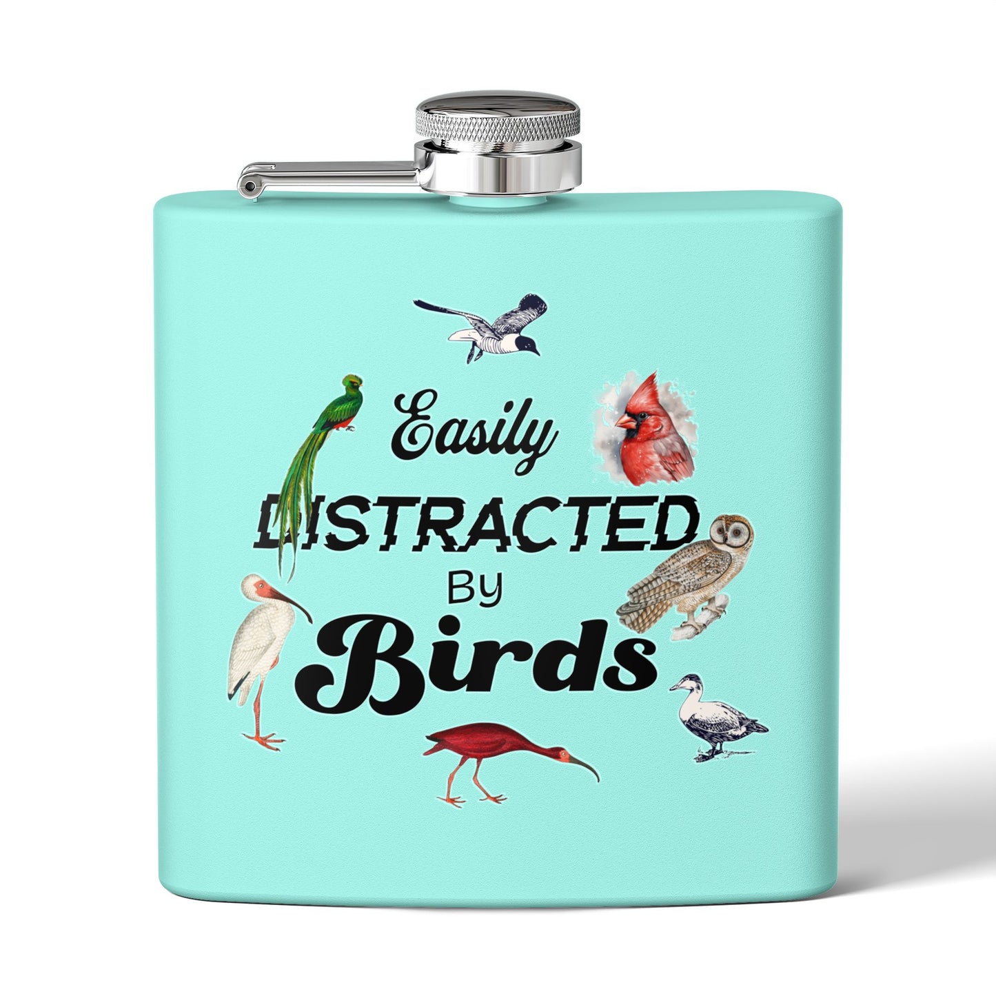 Easily Distracted By Birds Stainless Steel Flask - 6oz