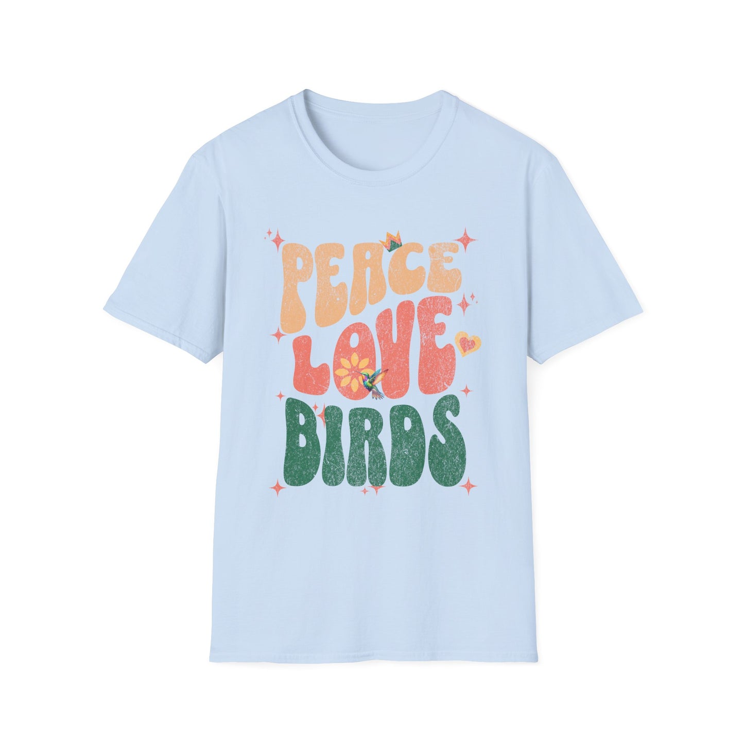 Peace Love Birds Unisex Softstyle T-Shirt - Retro Vibe Tee for Casual Wear