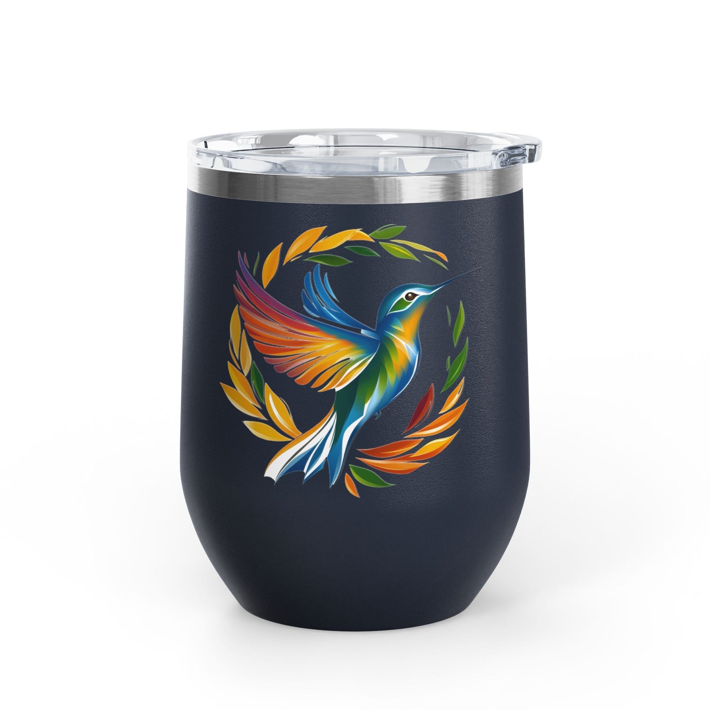 Hummingbird Rainbow Wine Tumbler- 12oz Insulated Cup