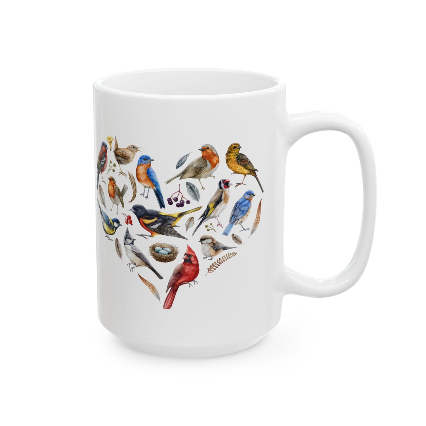 Heart Of Birds White Ceramic Mug