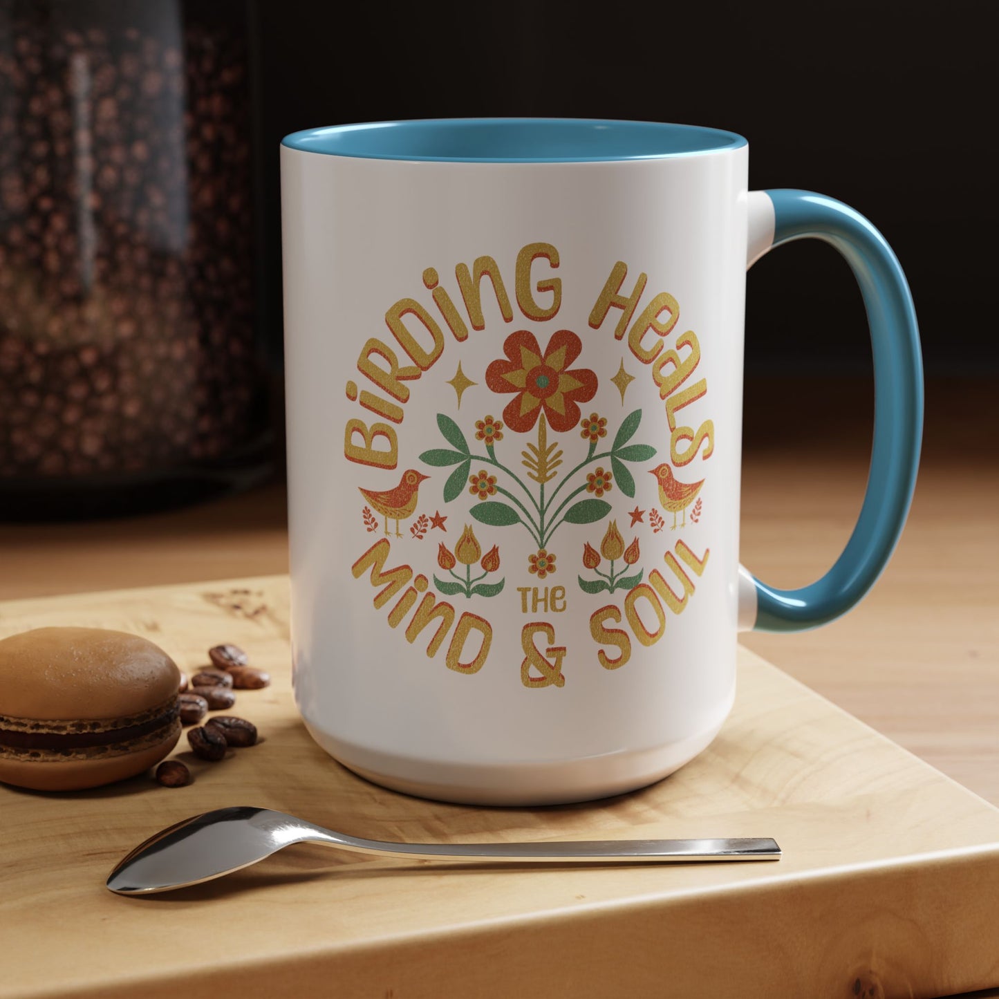 Birding Heals Accent Coffee Mug - Mind & Soul - Nature Lover Gift