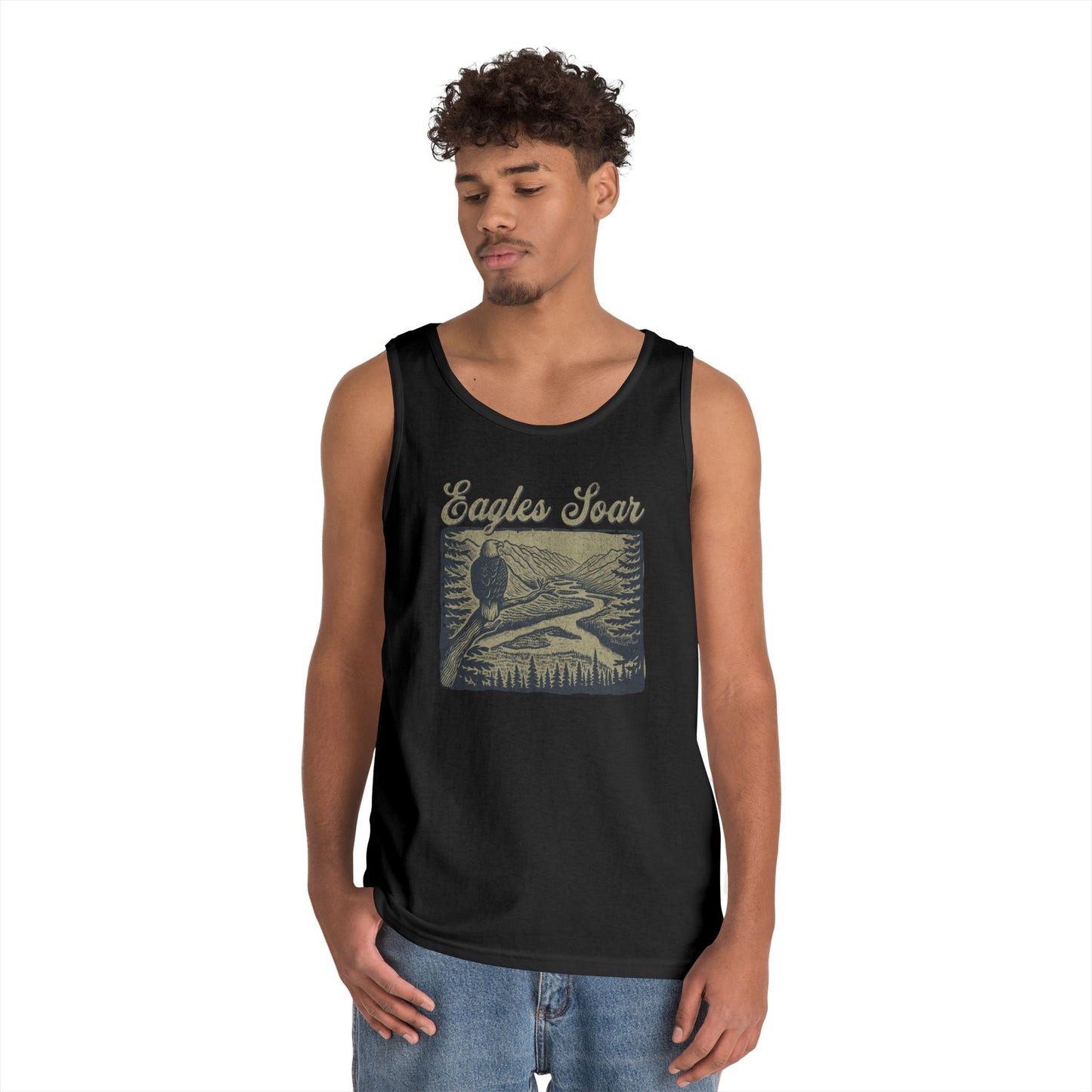 Eagles Soar Unisex Heavy Cotton Tank Top – Outdoor Adventure Wear