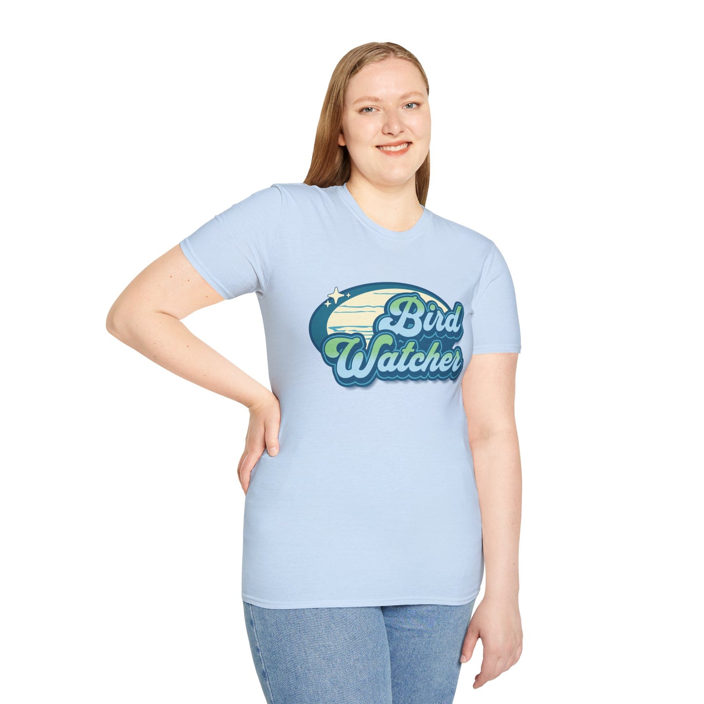 Bird Watcher Teal Unisex Softstyle T-Shirt - Retro Vibe Tee for Casual Wear