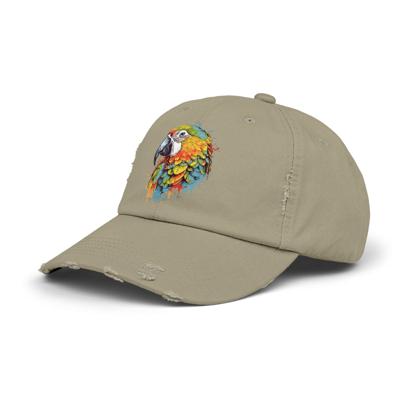 The Nerdy Birder Colorful Parrot Vintage Style Hat - Unisex Distressed Cap