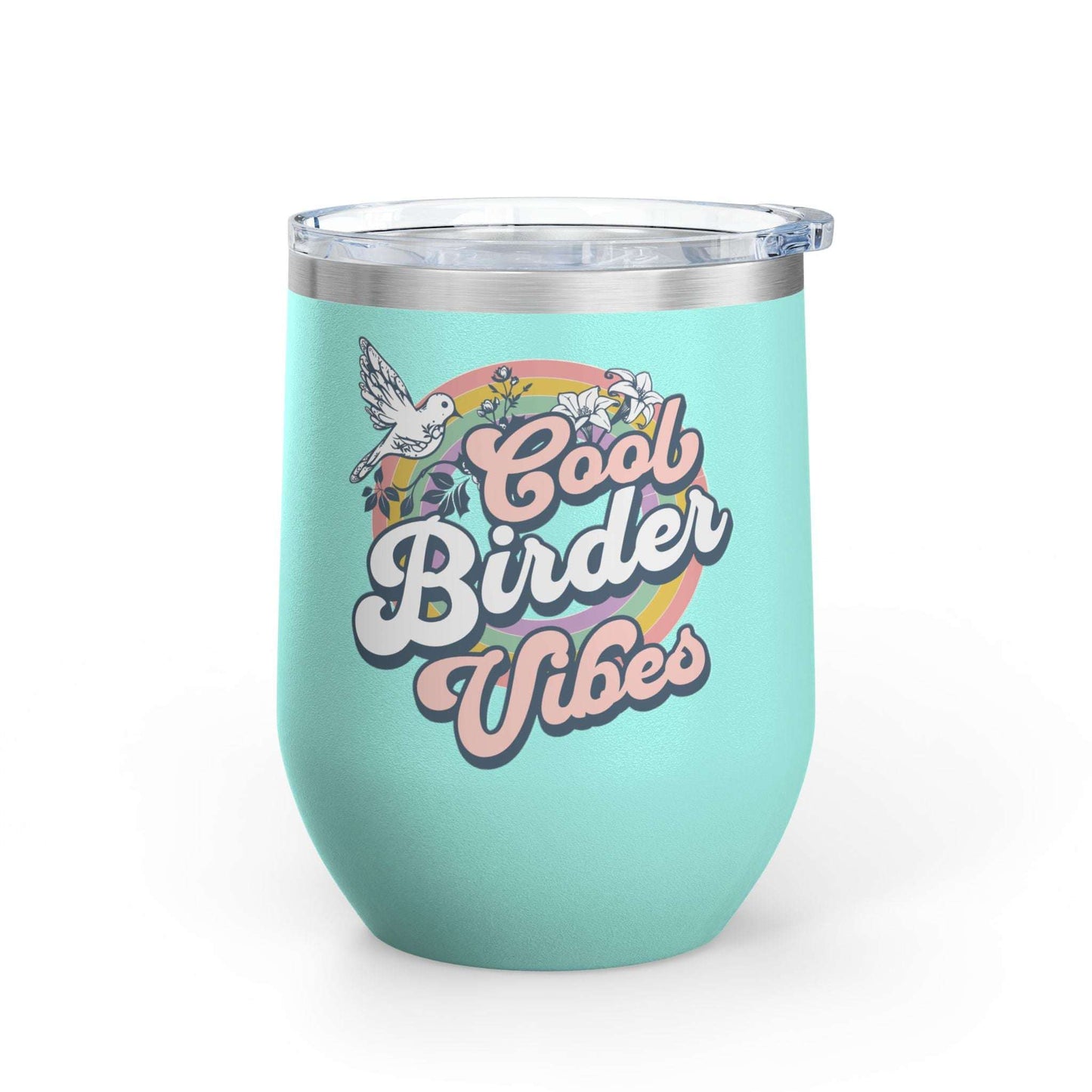 Cool Birder Vibes Wine Tumbler - 12oz Insulated Drinkware for Nature Lovers