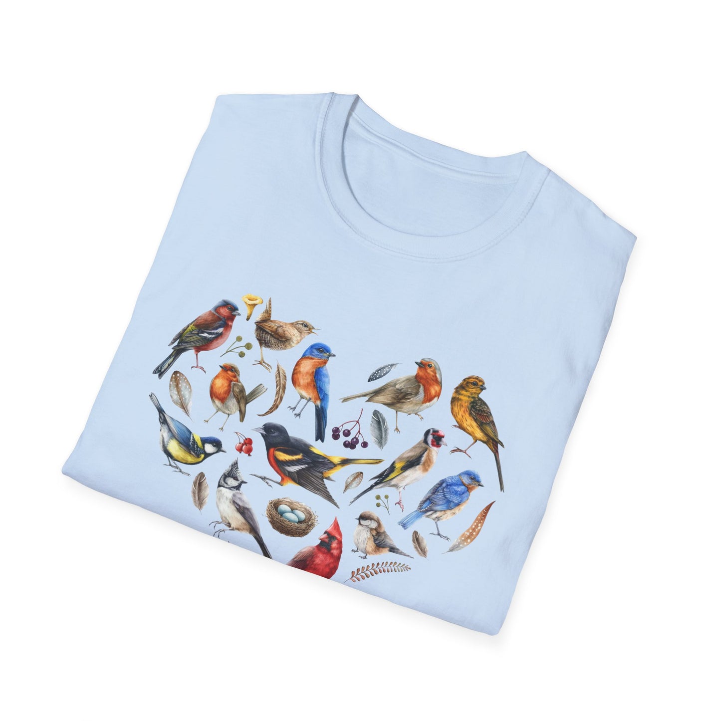 Heart of Birds Unisex Softstyle T-Shirt - Heart Design
