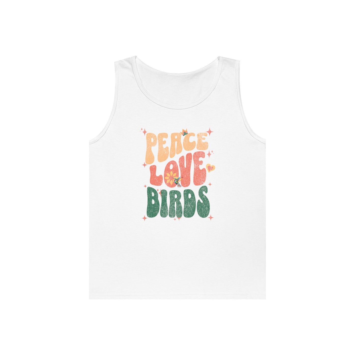 The Nerdy Birder Peace Love Birds Tank Top, Gift for Bird Lovers, Unisex Summer Wear, Fun Casual Tank