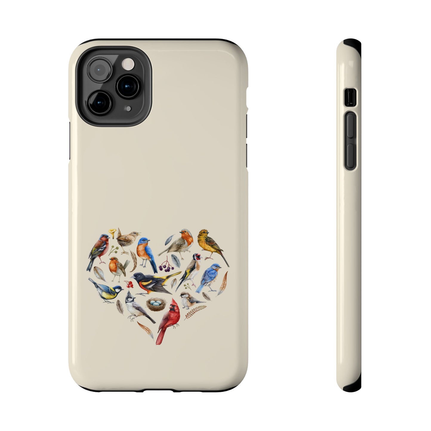 Bird Heart Tough Phone Cases - Cute Wildlife Design, Gift for Nature Enthusiasts, Durable Cases for Birdwatching