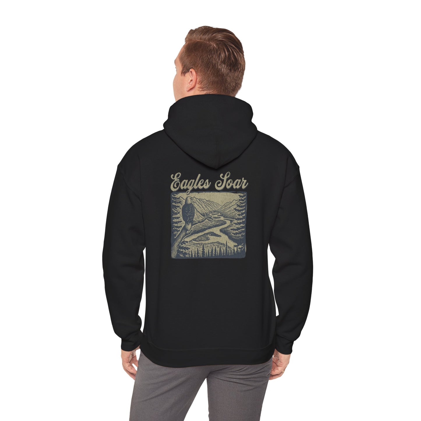 The Nerdy Birder - Eagle Soars Back Design Unisex Hoodie - Cozy Sweatshirt for Nature Lovers