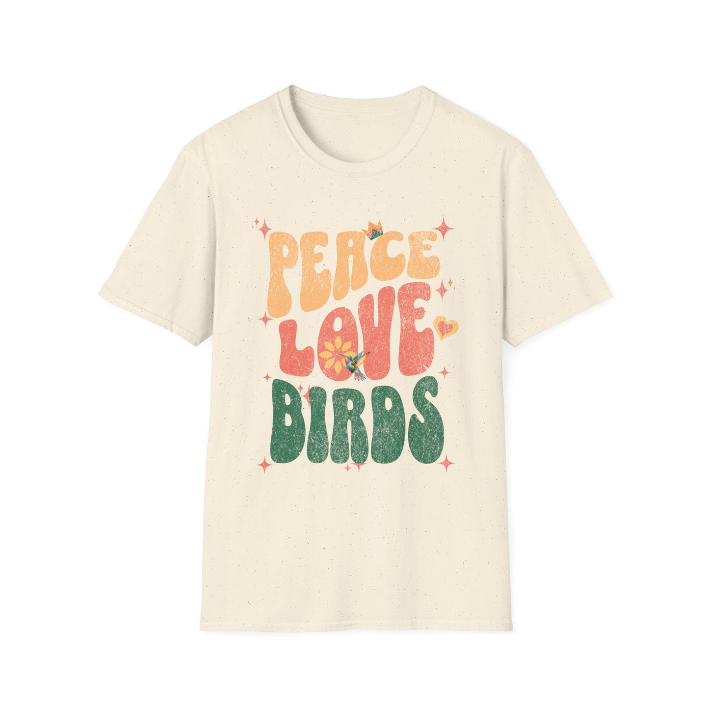 Peace Love Birds Unisex Softstyle T-Shirt - Retro Vibe Tee for Casual Wear
