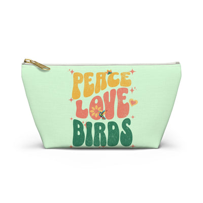 Peace Love Birds Accessory Pouch Green