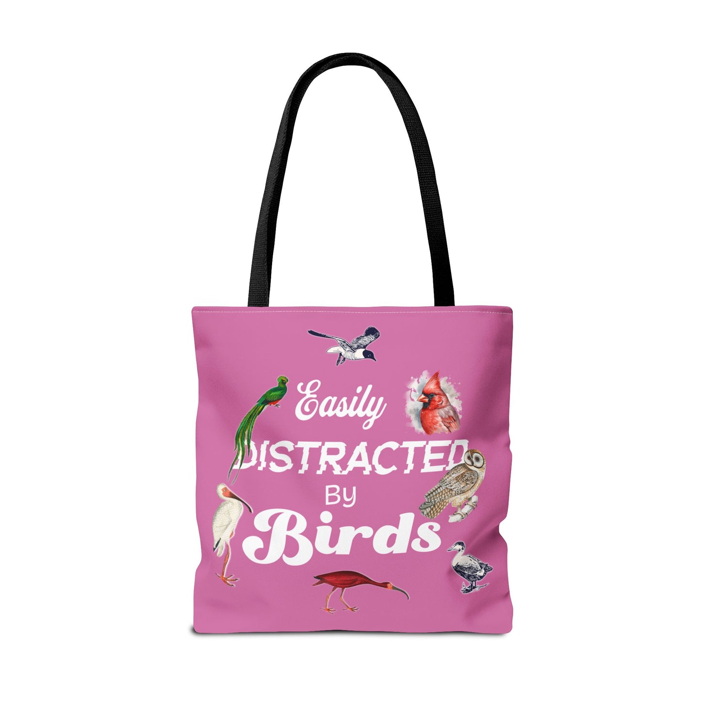 Easily Distracted by Birds Tote Bag in Pink - Fun and Quirky Bird Design for Bird Lovers