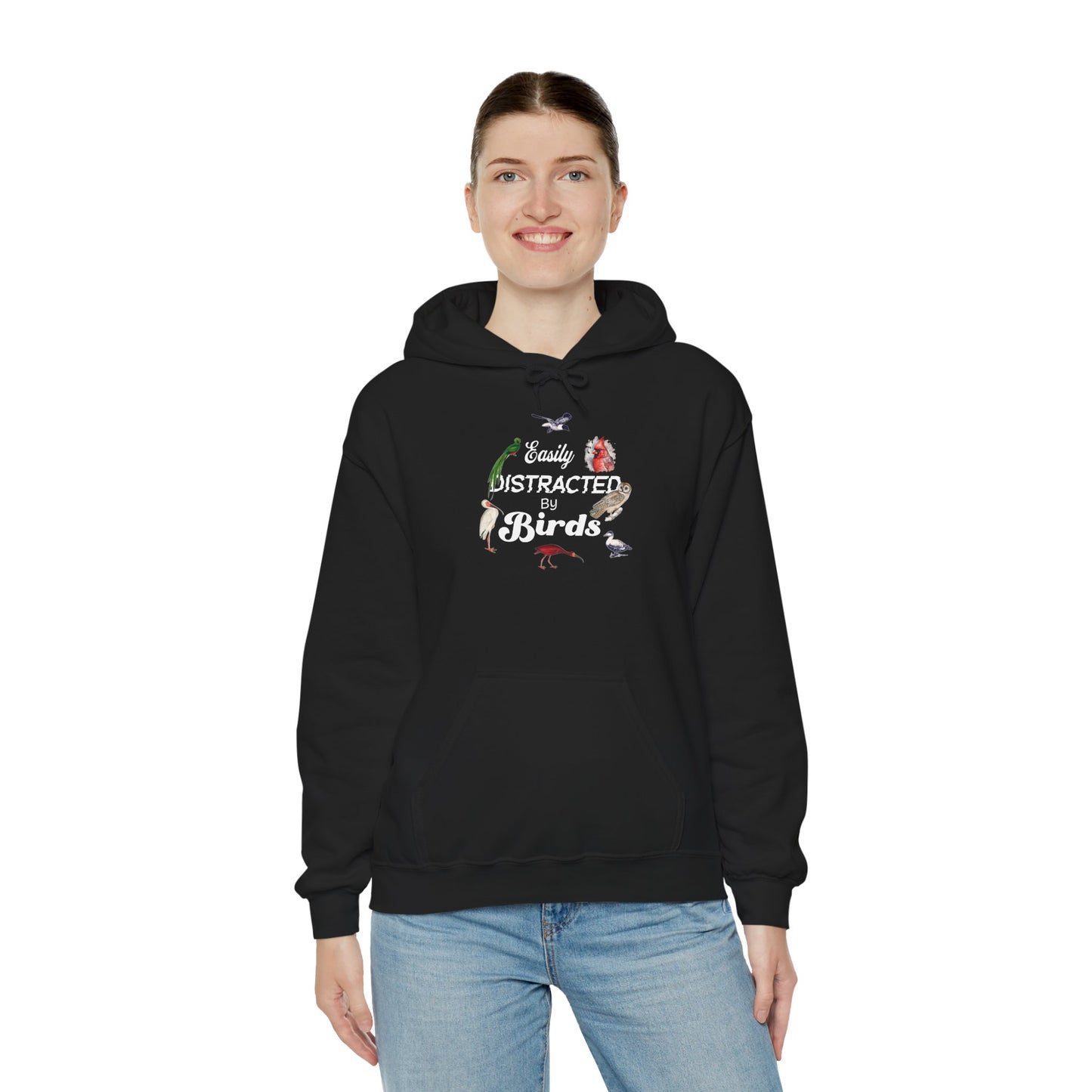 The Nerdy Birder - Easily Distracted by Birds Unisex Hoodie - Cozy Sweatshirt for Nature Lovers
