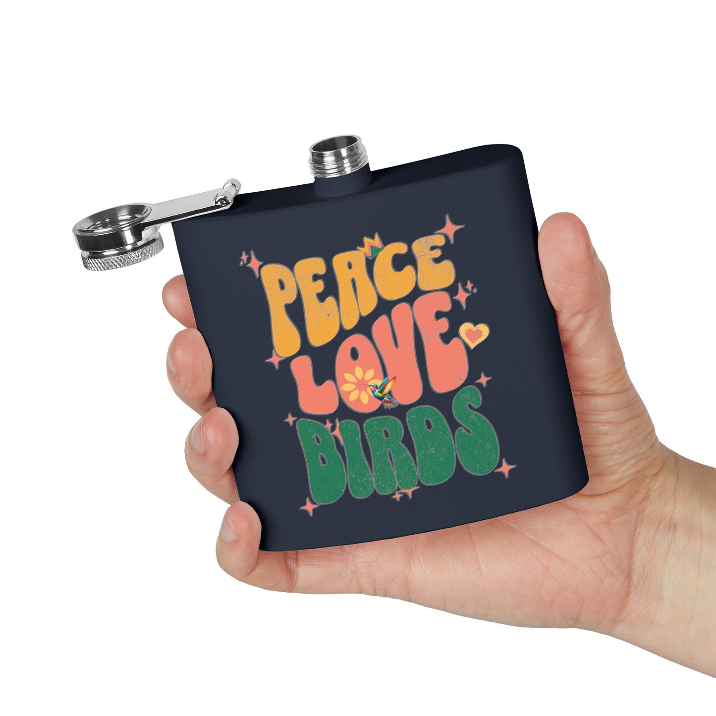 Peace Love Birds Stainless Steel Flask - 6oz