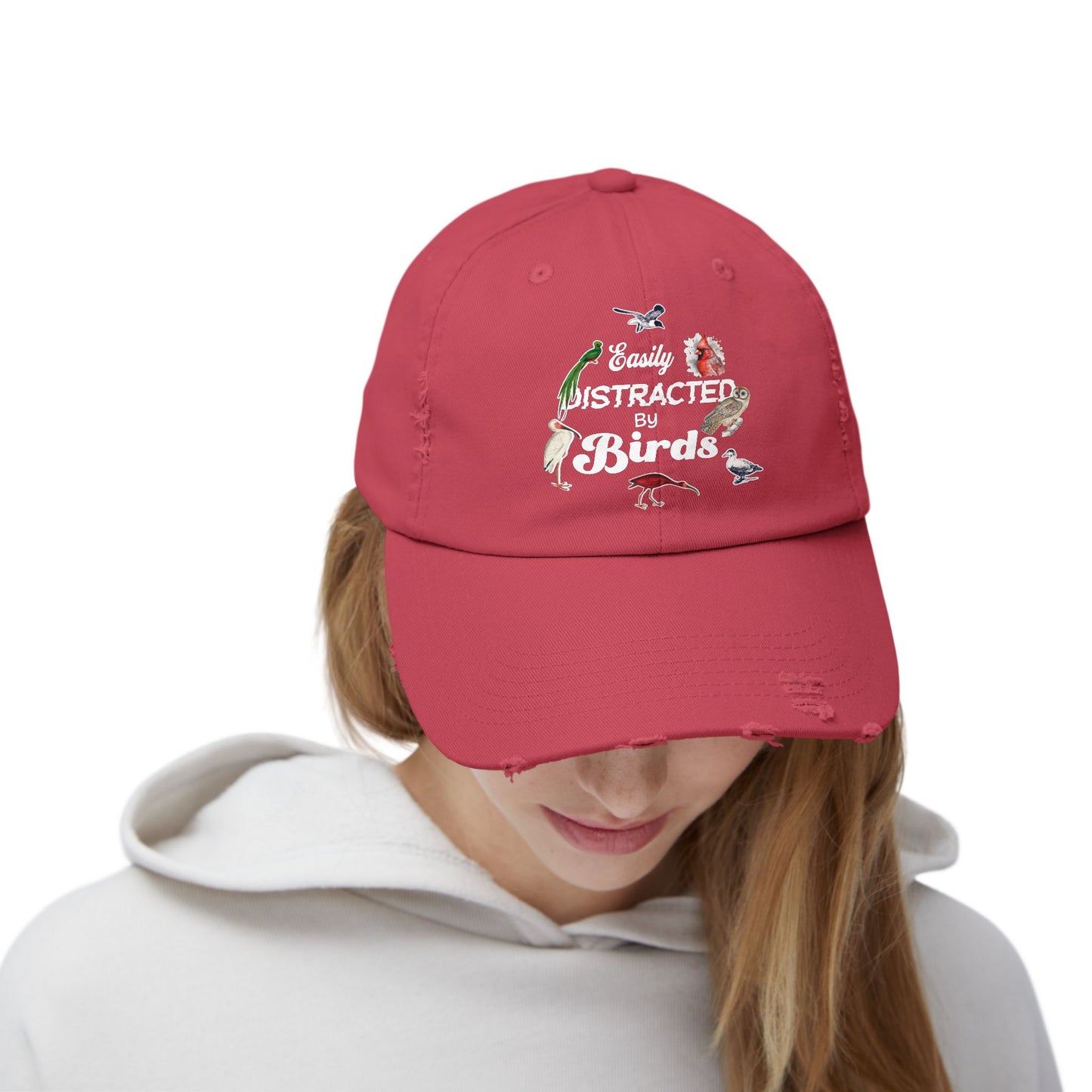 Easily Distracted By Birds Vintage Style Hat - Unisex Distressed Cap
