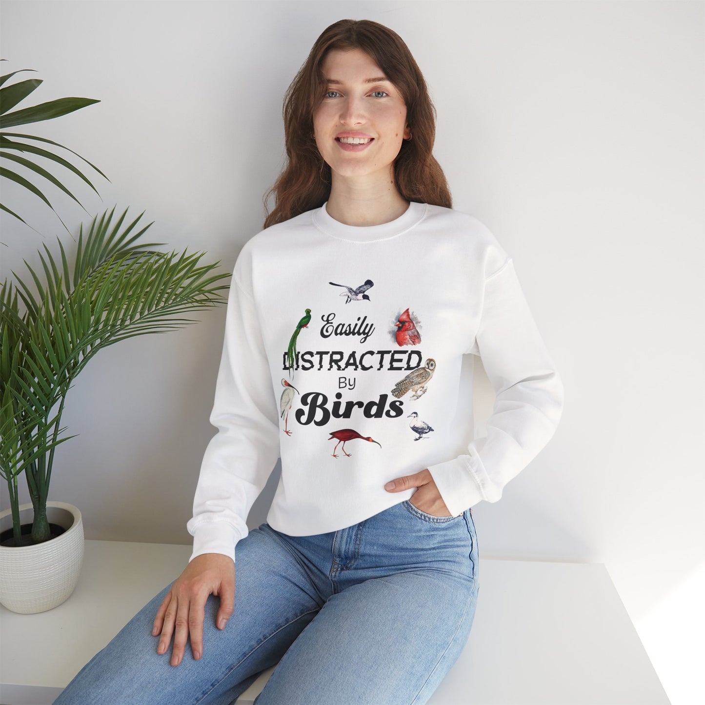Easily Distracted by Birds Sweatshirt | Unisex Heavy Blend Crewneck