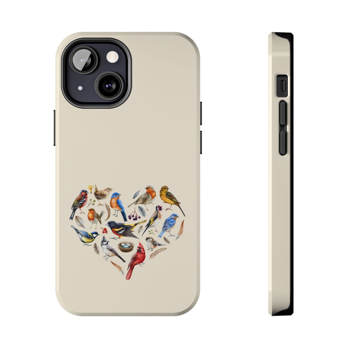 Bird Heart Tough Phone Cases - Cute Wildlife Design, Gift for Nature Enthusiasts, Durable Cases for Birdwatching
