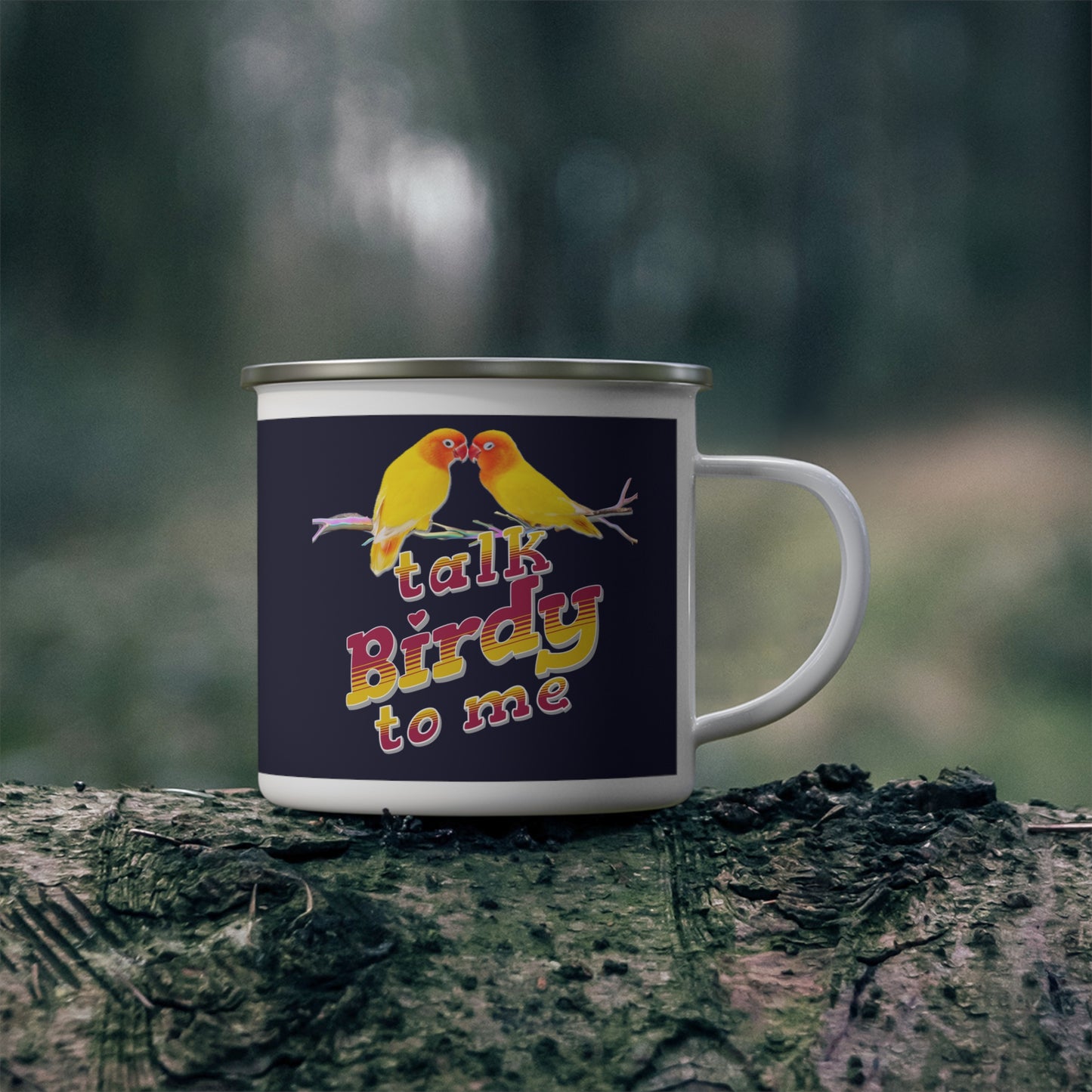 Talk Birdy to Me Colorful Bird-Themed Enamel Camping Mug