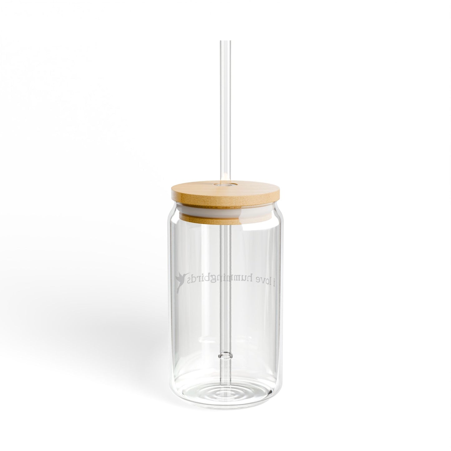 The Nerdy Birder I Love Hummingbirds 16oz Sipper Glass With Bamboo Lid