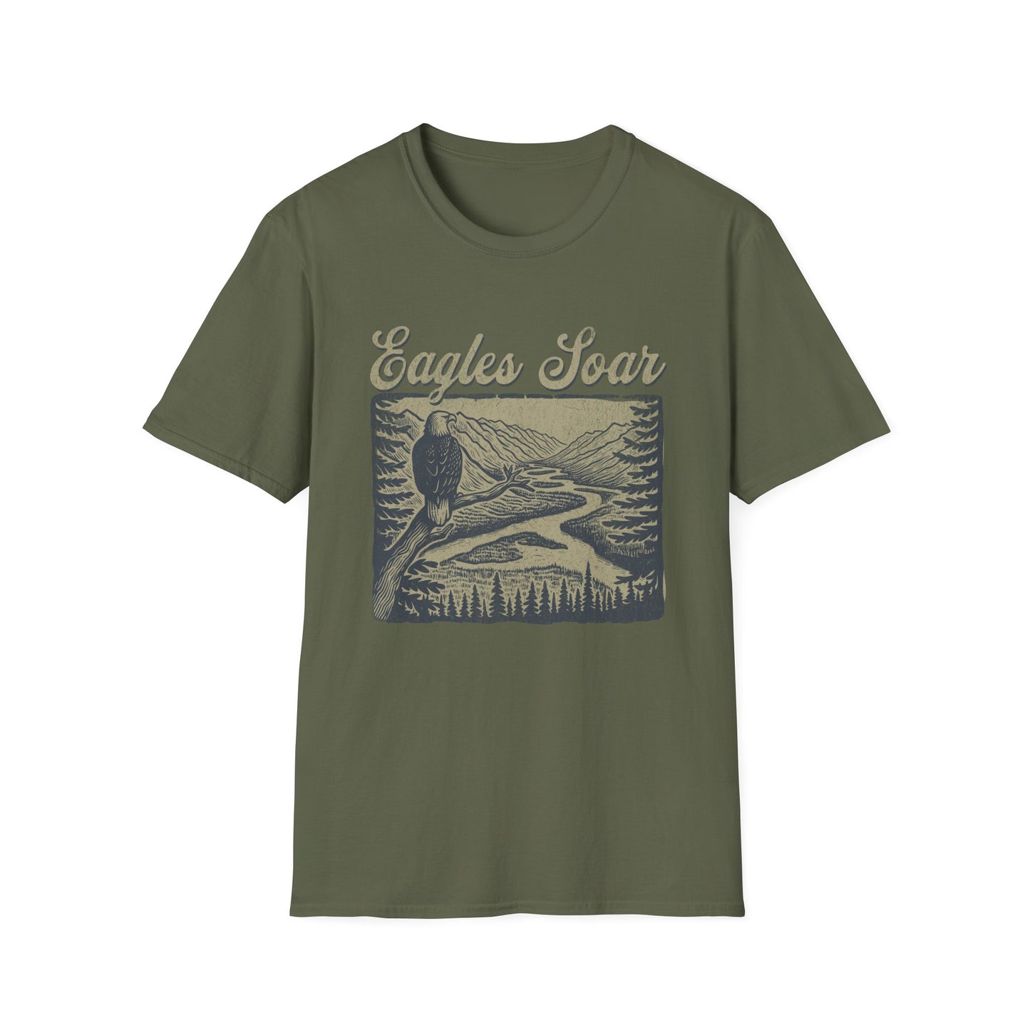 Eagles Soar Unisex Softstyle T-Shirt - Nature Inspired Graphic Tee