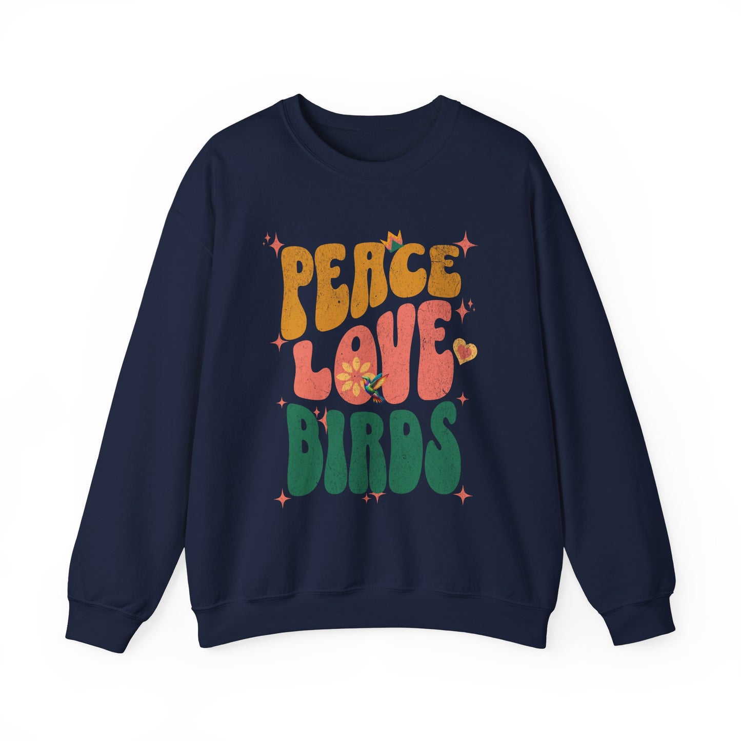 Peace Love Birds Crewneck Sweatshirt - Unisex Cozy Fashion for Nature Lovers