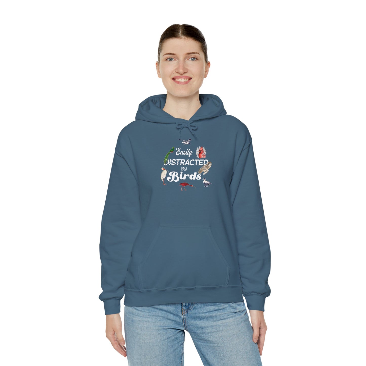 The Nerdy Birder - Easily Distracted by Birds Unisex Hoodie - Cozy Sweatshirt for Nature Lovers