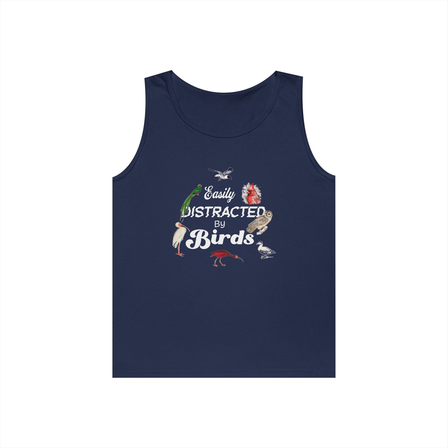 The Nerdy Birder Easily Distracted By Birds Tank Top, Gift for Bird Lovers, Unisex Summer Wear, Nature Lover's Apparel, Fun Casual Tank