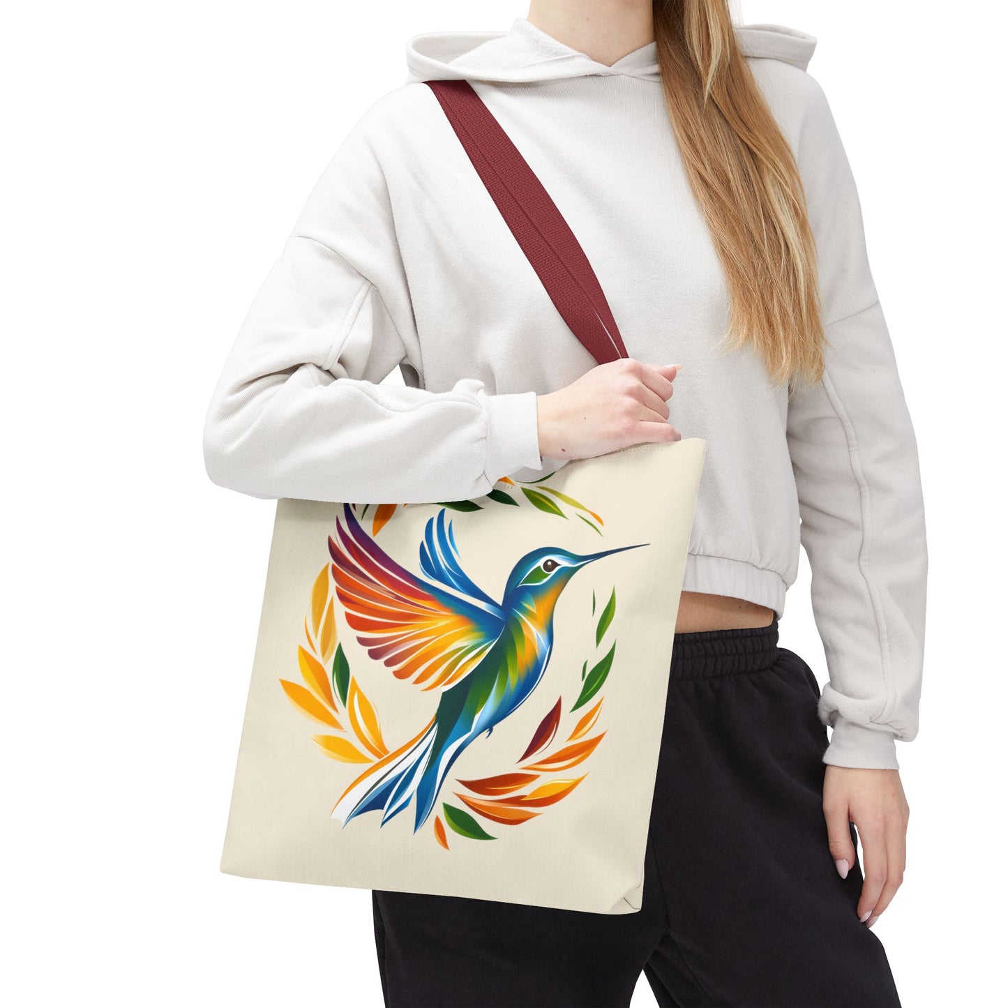 Hummingbird Rainbow Tote Bag - Natural color
